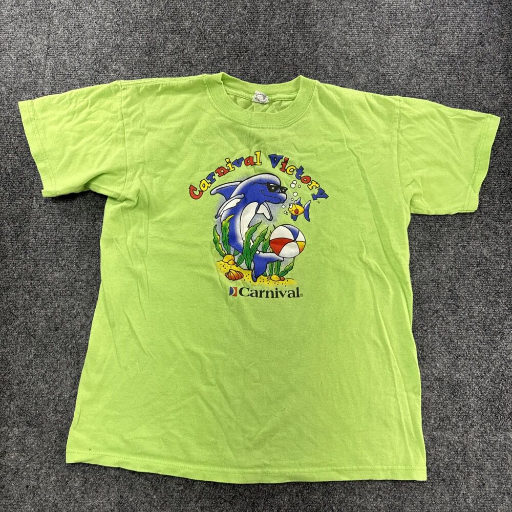 Vintage Carnival Victory Dolphin Graphic T Shirt Youth Large Anvil Cruise Tee